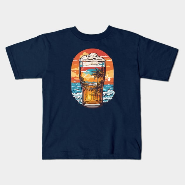 Beer and Beach Lover Kids T-Shirt by adcastaway
